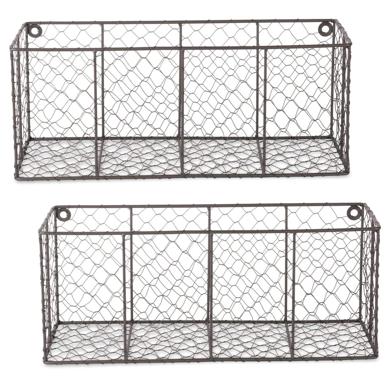 DII® Medium Gray Wall Mount Chicken Wire Baskets, 2ct.